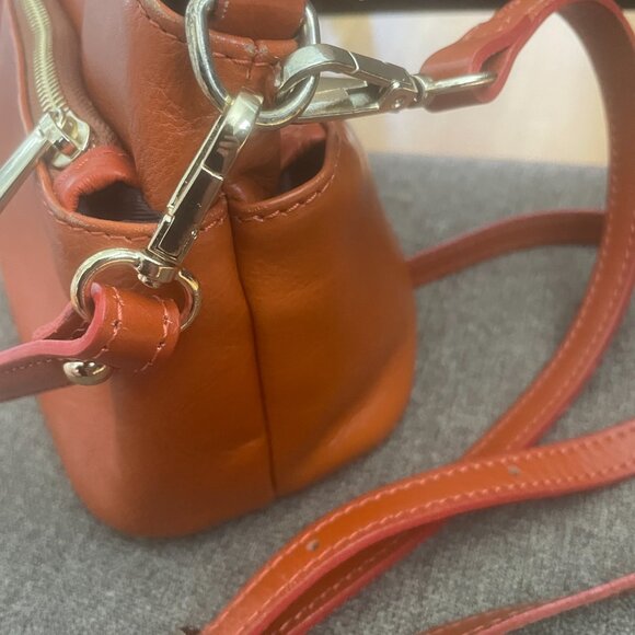 Divina Firenze Italy Orange Tan Genuine Leather Crossbody Shoulder Bag - Picture 7 of 11